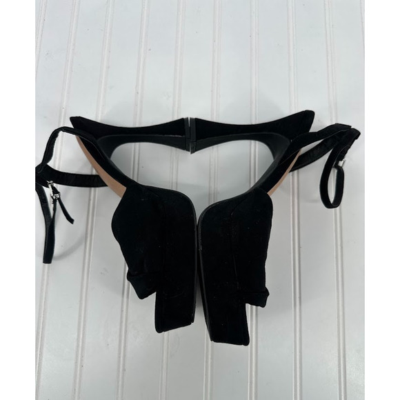 Torrid 9.5 WW Black Velvet Square Open Toe 5" Heels Criss Cross Ankle Strap - Picture 6 of 10